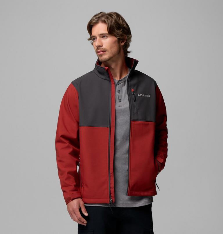 Men's Ascender Hiking Softshell Jacket, Color: Red Oxide, Shark, image 5