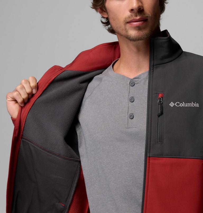 Men's Ascender Hiking Softshell Jacket, Color: Red Oxide, Shark, image 6