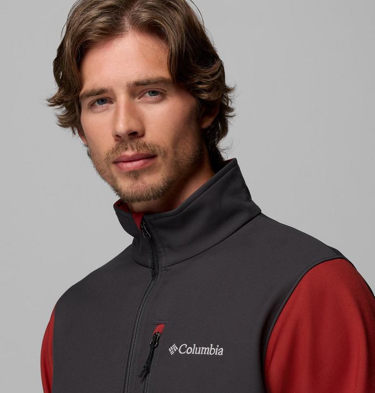 Men's Ascender Hiking Softshell Jacket, Color: Red Oxide, Shark, image 7