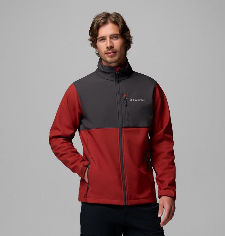 Men's Ascender Hiking Softshell Jacket, Color: Red Oxide, Shark, image 1