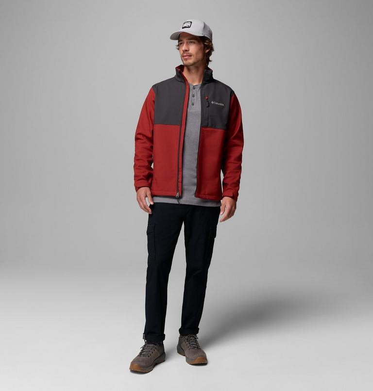 Men's Ascender Hiking Softshell Jacket, Color: Red Oxide, Shark, image 2