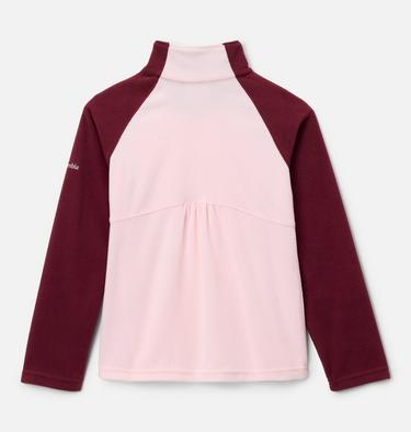 Sudadera de forro polar Glacial con cremallera parcial para niña, Color: Satin Pink, Rich Wine, image 2