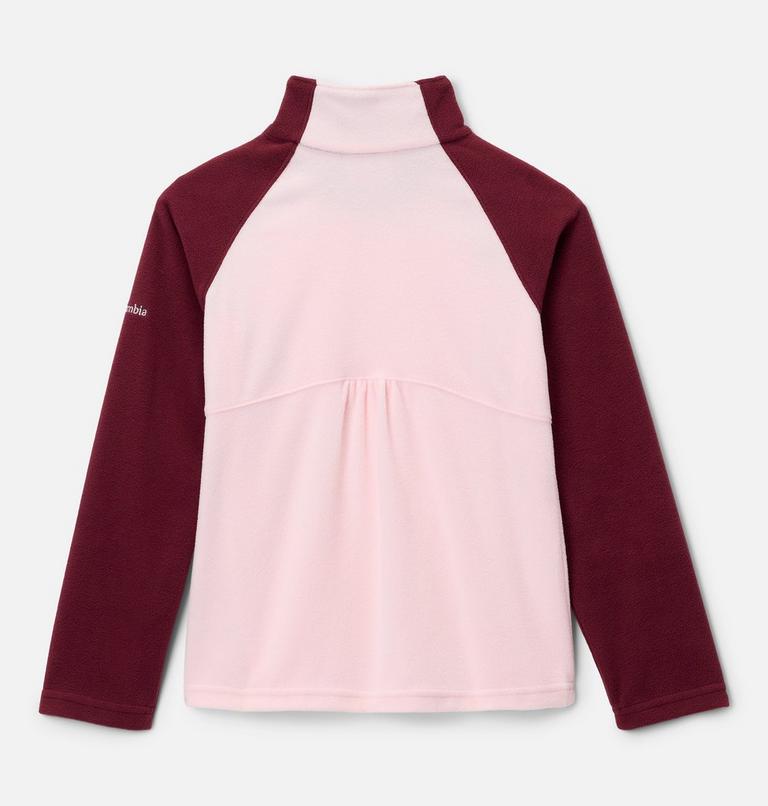 Girls’ Glacial Fleece Quarter Zip Pullover, Color: Satin Pink, Rich Wine, image 2