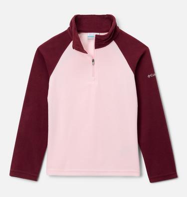 Sudadera de forro polar Glacial con cremallera parcial para niña, Color: Satin Pink, Rich Wine, image 1