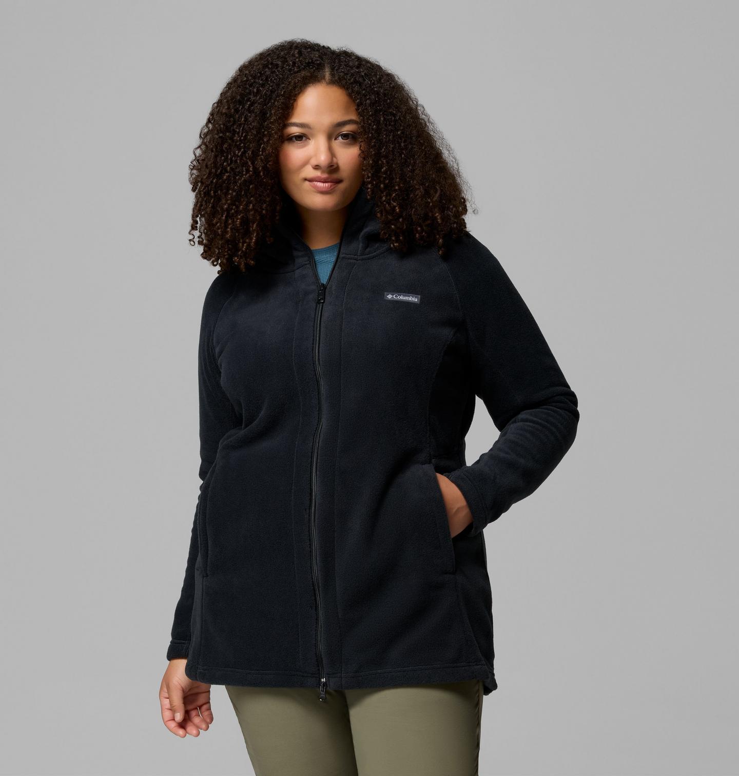 Женское худи Columbia Benton Springs II Long Fleece - Plus Size, цвет: Чёрный — фото 1