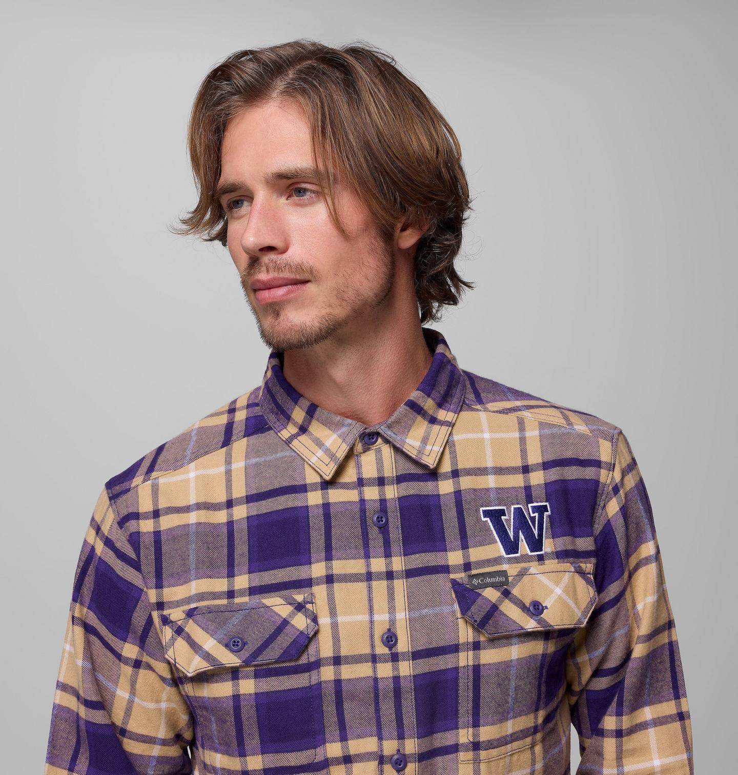Мужская рубашка Columbia Collegiate Flare Gun Flannel Long Sleeve Shirt - Washington, цвет: Фиолетовый — фото 4