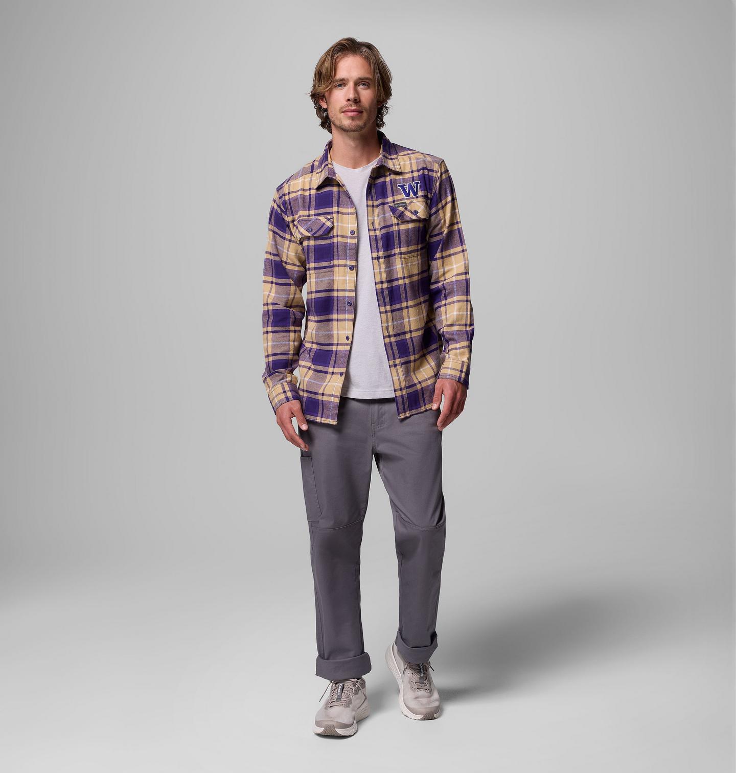 Мужская рубашка Columbia Collegiate Flare Gun Flannel Long Sleeve Shirt - Washington, цвет: Фиолетовый — фото 2