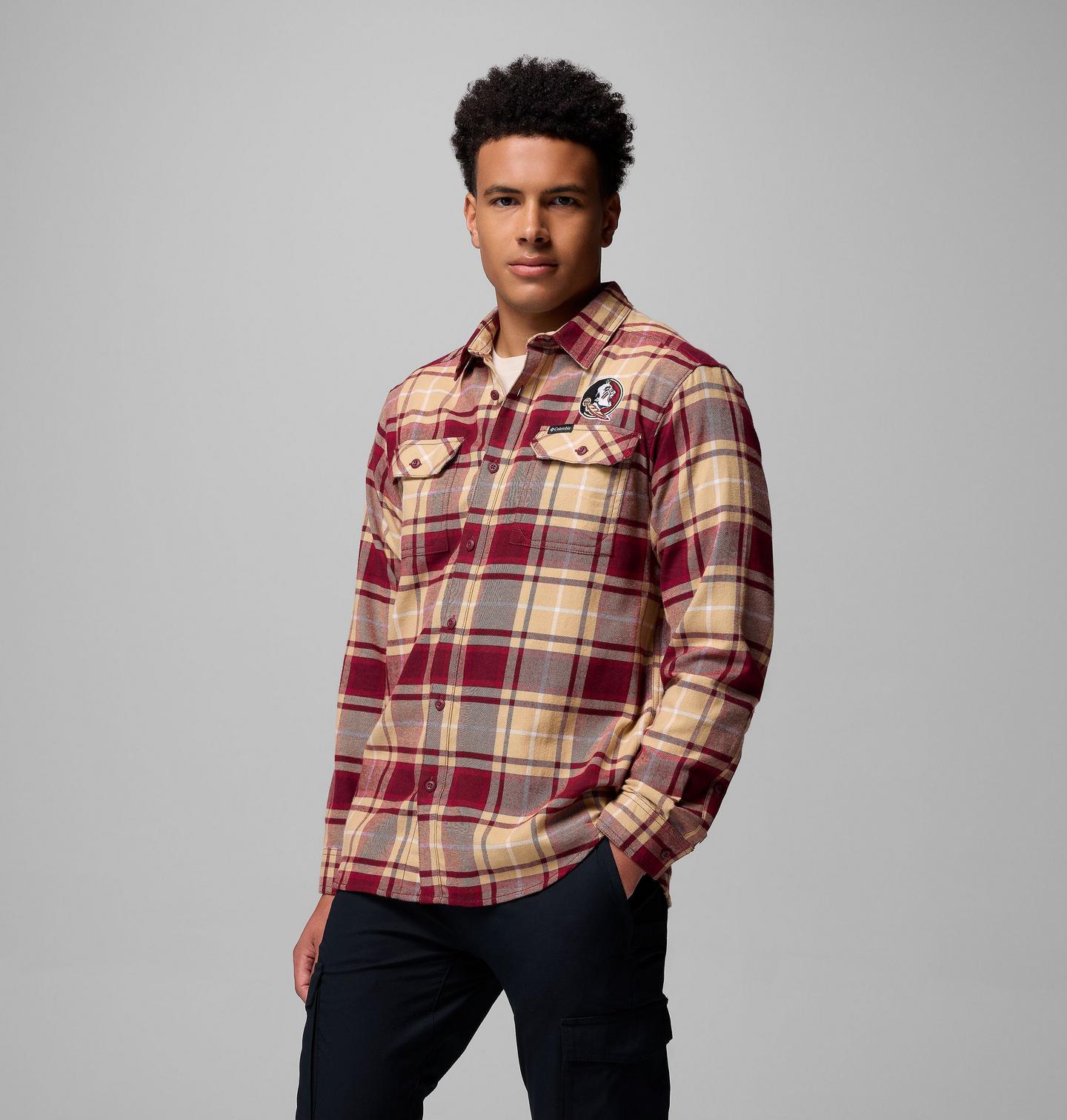 Мужская рубашка Columbia Collegiate Flare Gun Flannel Long Sleeve Shirt - Florida State, цвет: Каберне — фото 1