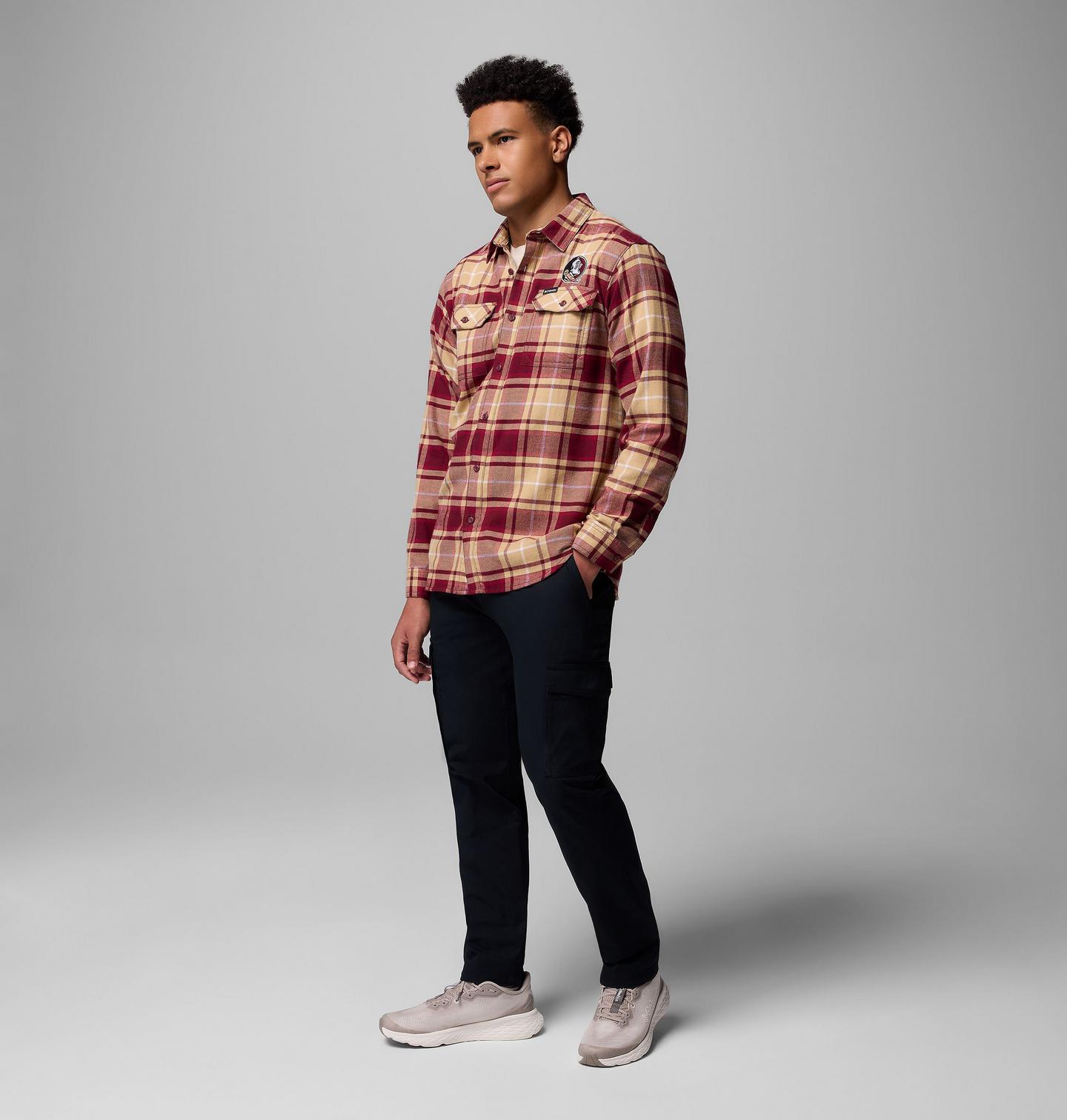 Мужская рубашка Columbia Collegiate Flare Gun Flannel Long Sleeve Shirt - Florida State, цвет: Каберне — фото 2