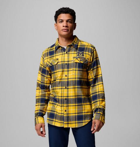 Мужская рубашка Columbia Collegiate Flare Gun Flannel Long Sleeve - Michigan, цвет: Жёлтый