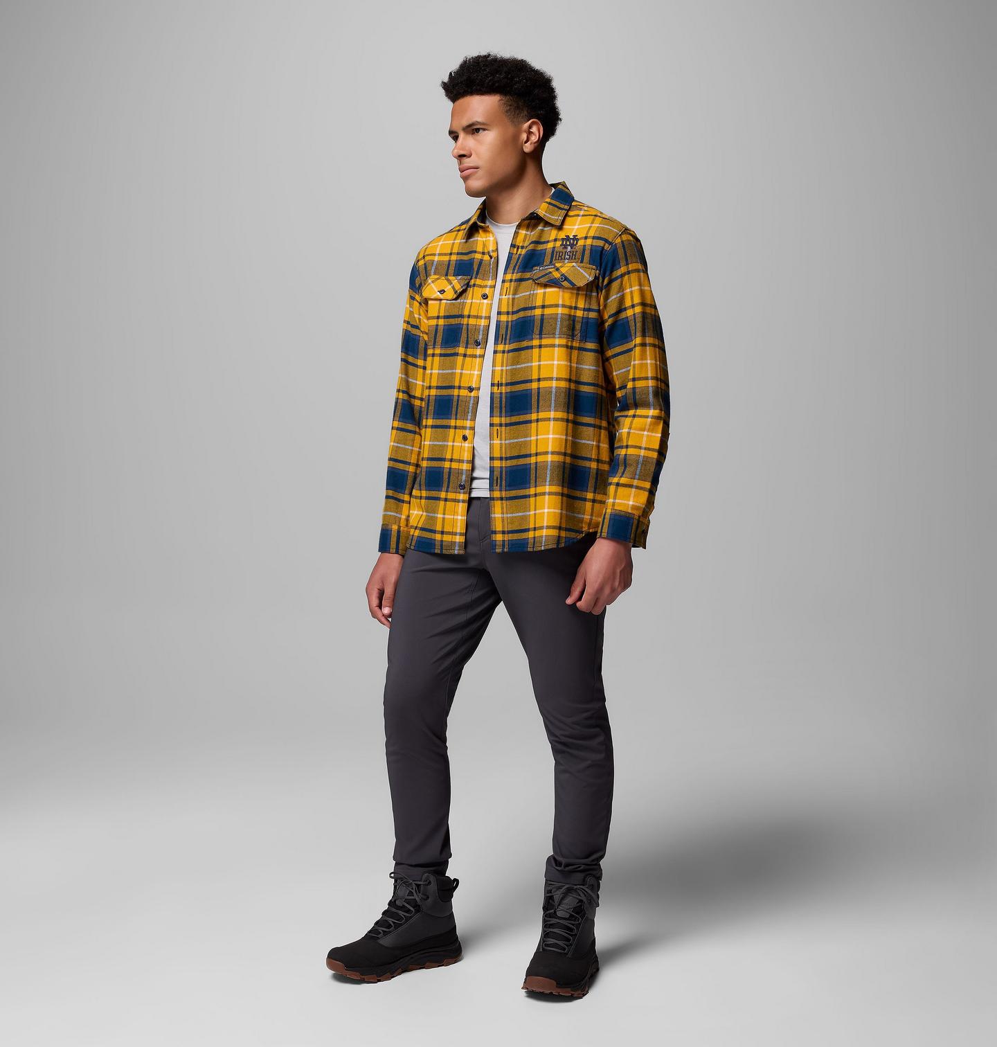 Мужская рубашка Columbia Collegiate Flare Gun Flannel Long Sleeve Shirt - Notre Dame, цвет: Золотой жёлтый — фото 2