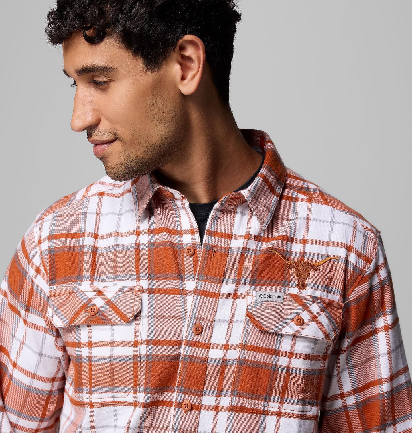 Мужская рубашка Columbia Collegiate Flare Gun Flannel Long Sleeve Shirt - Texas, цвет: Кедровый — фото 4