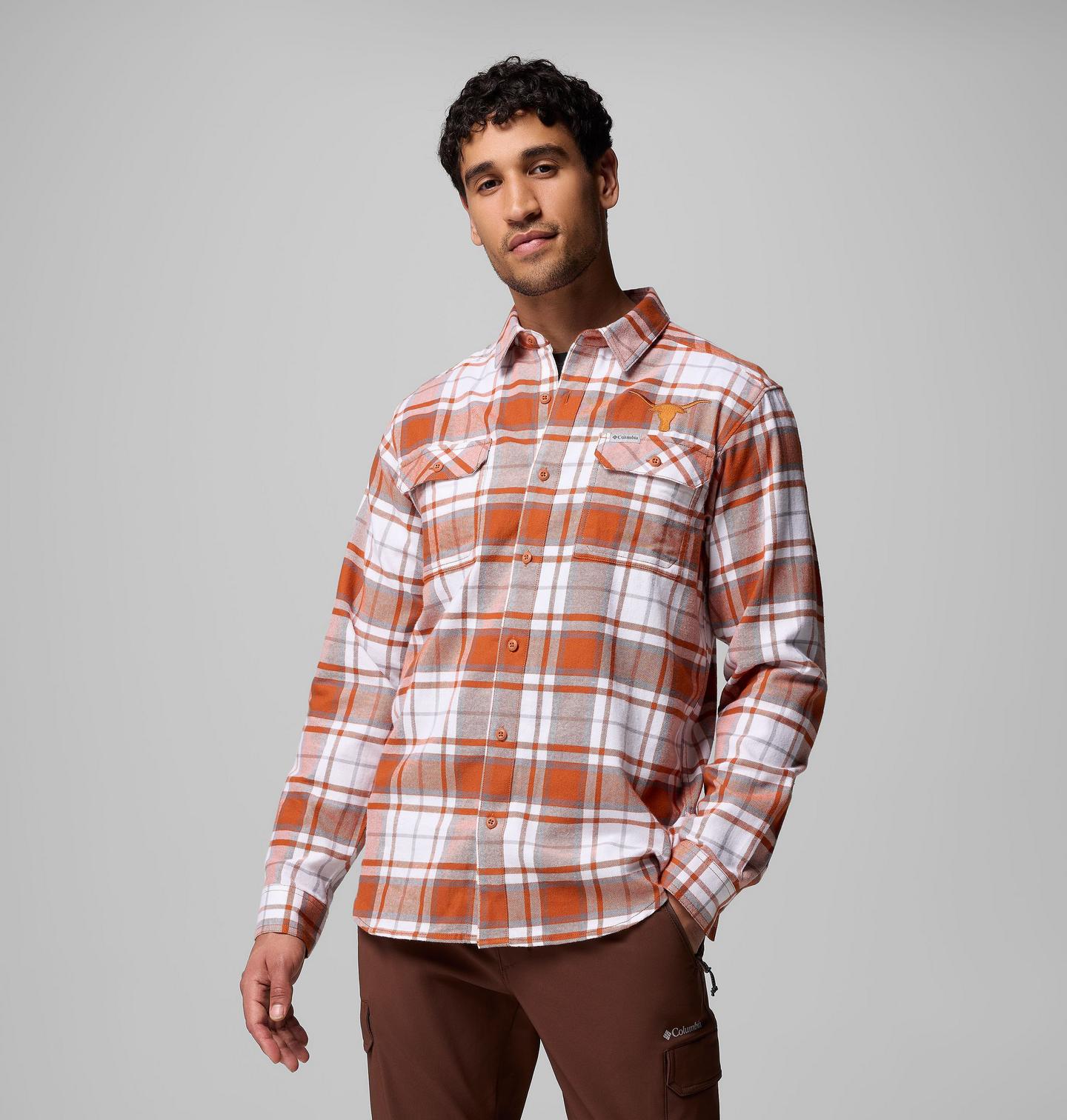 Мужская рубашка Columbia Collegiate Flare Gun Flannel Long Sleeve Shirt - Texas, цвет: Кедровый — фото 1