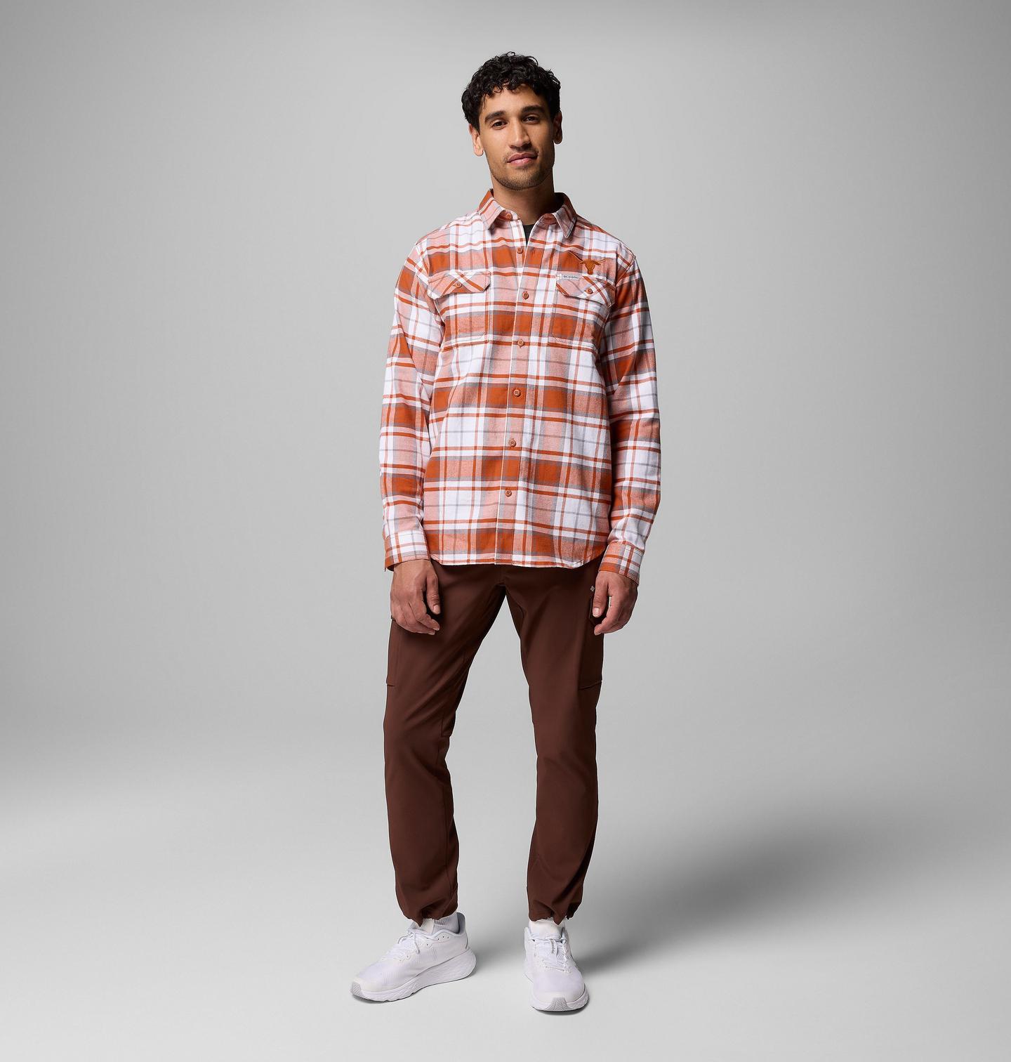 Мужская рубашка Columbia Collegiate Flare Gun Flannel Long Sleeve Shirt - Texas, цвет: Кедровый — фото 2