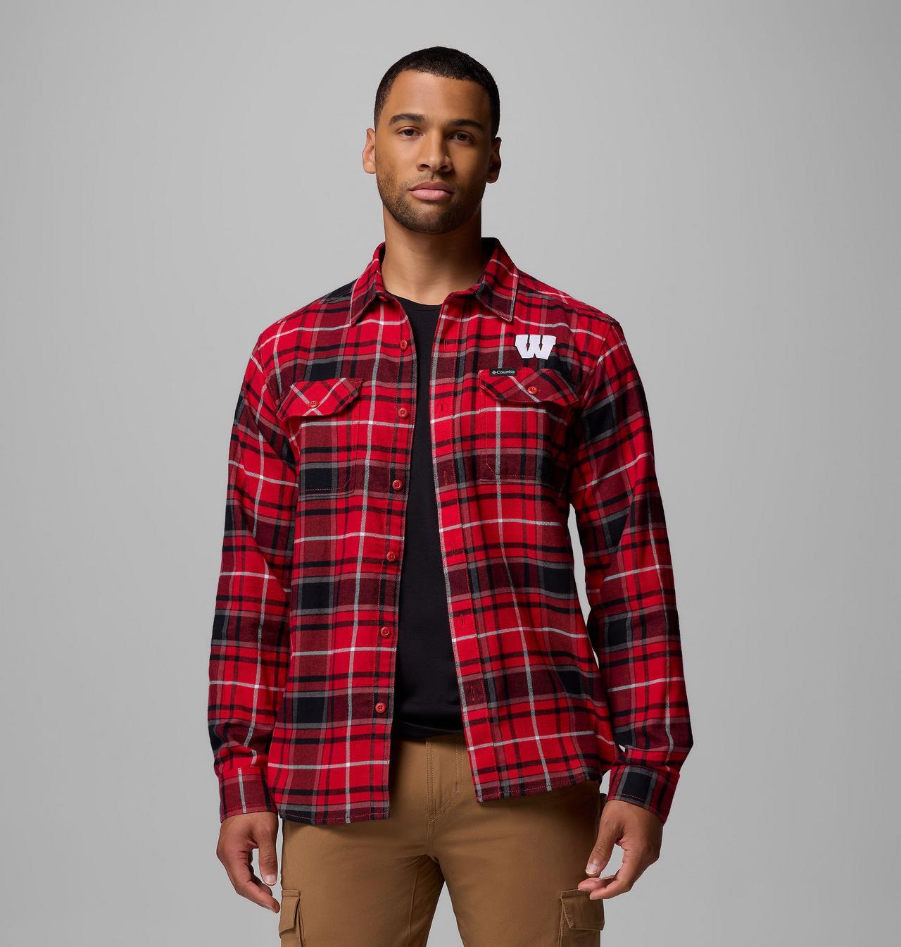 Men's Collegiate Flare Gun™ Flannel Long Sleeve Shirt - Wisconsin 5
