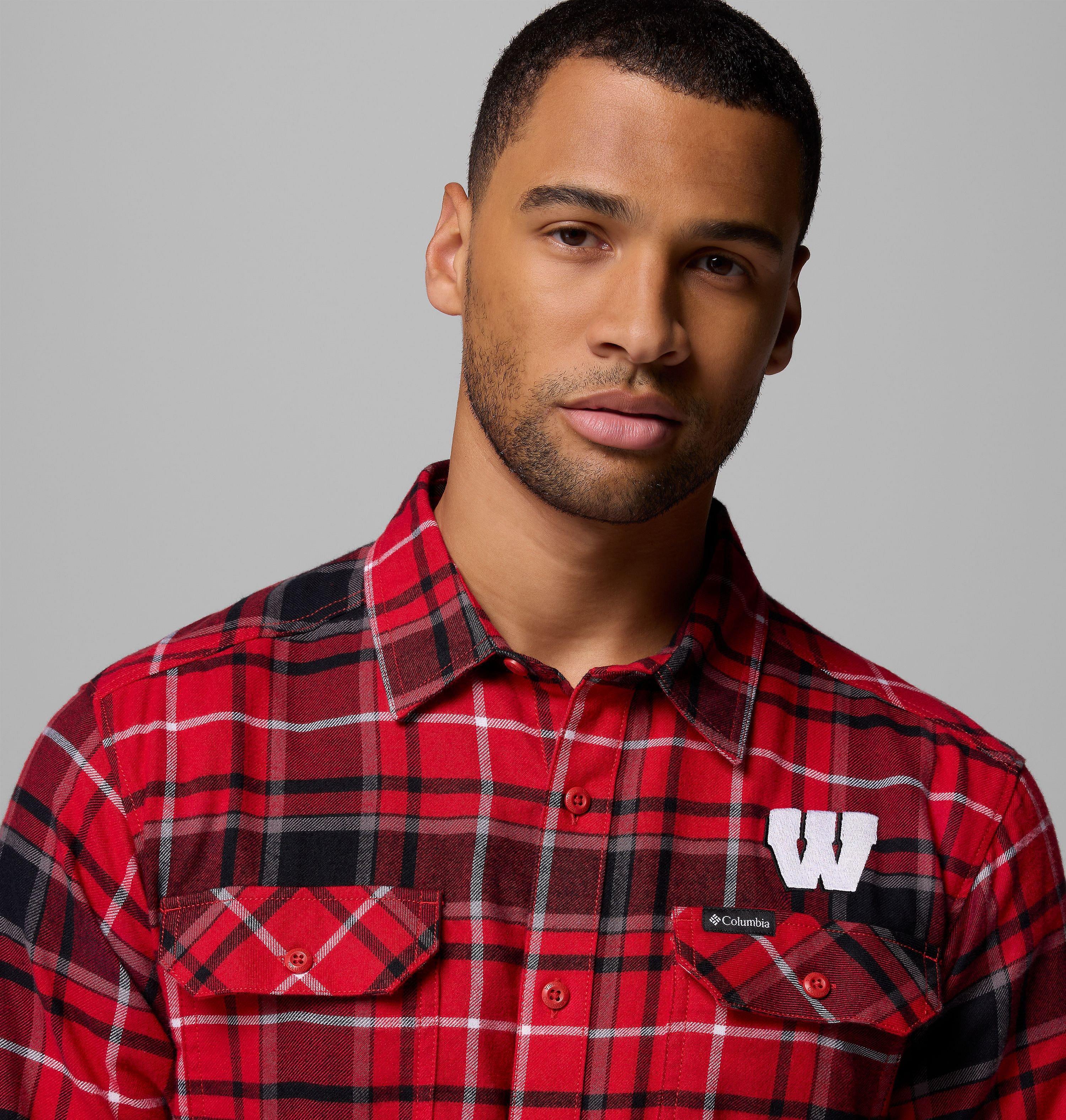 Men's Collegiate Flare Gun Flannel Long Sleeve Shirt - Wisconsin 6