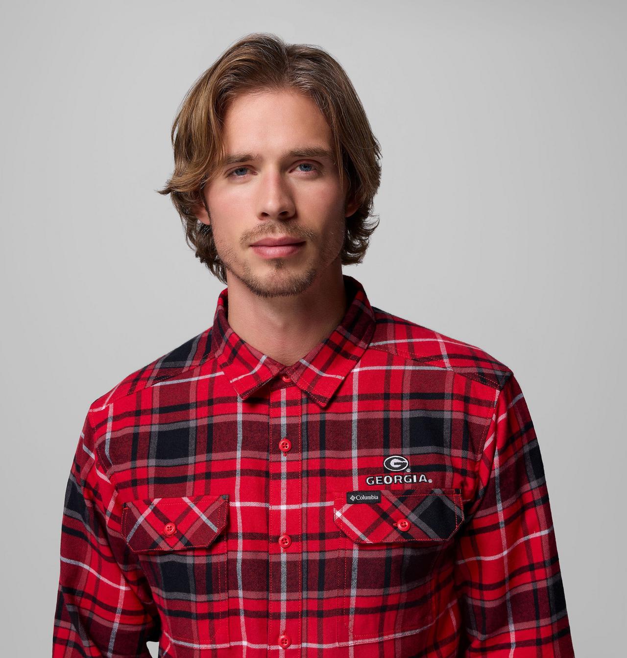 Men's Collegiate Flare Gun™ Flannel Long Sleeve Shirt - Georgia 6