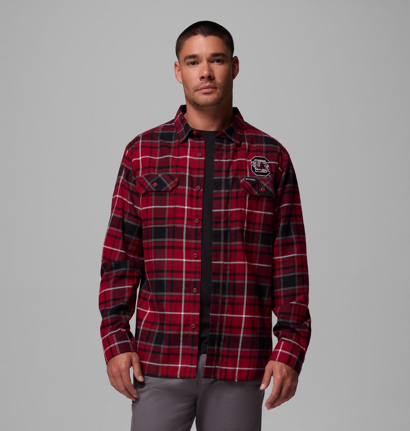 Мужская рубашка Columbia Collegiate Flare Gun Flannel Long Sleeve Shirt - South Carolina, цвет: Свекольный — фото 1
