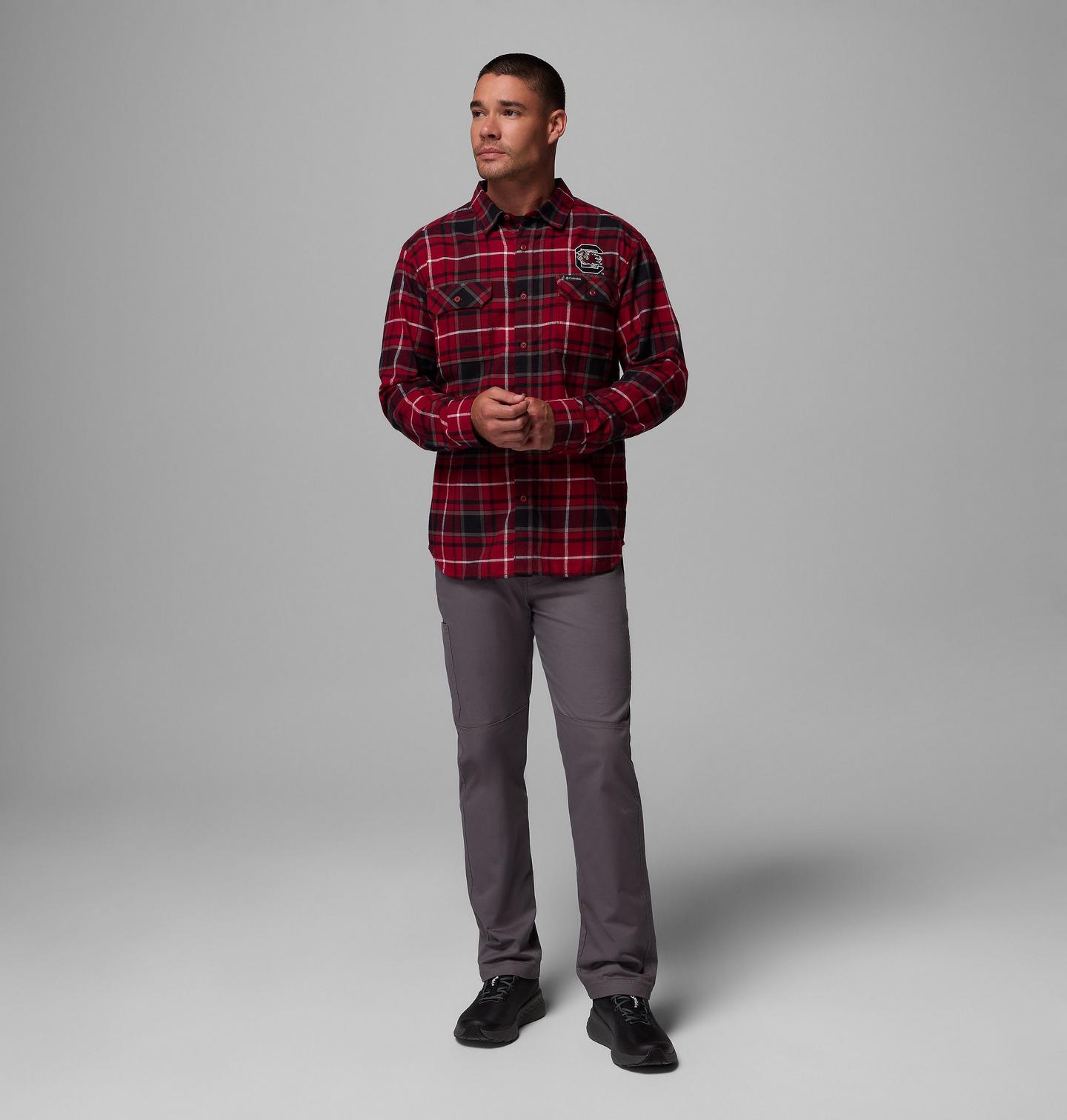 Мужская рубашка Columbia Collegiate Flare Gun Flannel Long Sleeve Shirt - South Carolina, цвет: Свекольный — фото 2