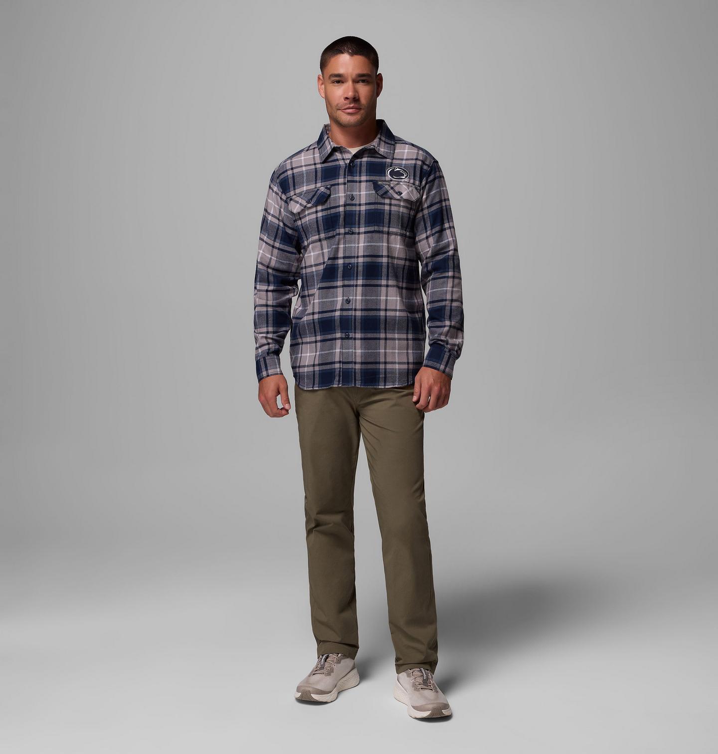 Мужская рубашка Columbia Collegiate Flare Gun Flannel Long Sleeve Shirt - Penn State, цвет: Тёмно-синий — фото 2