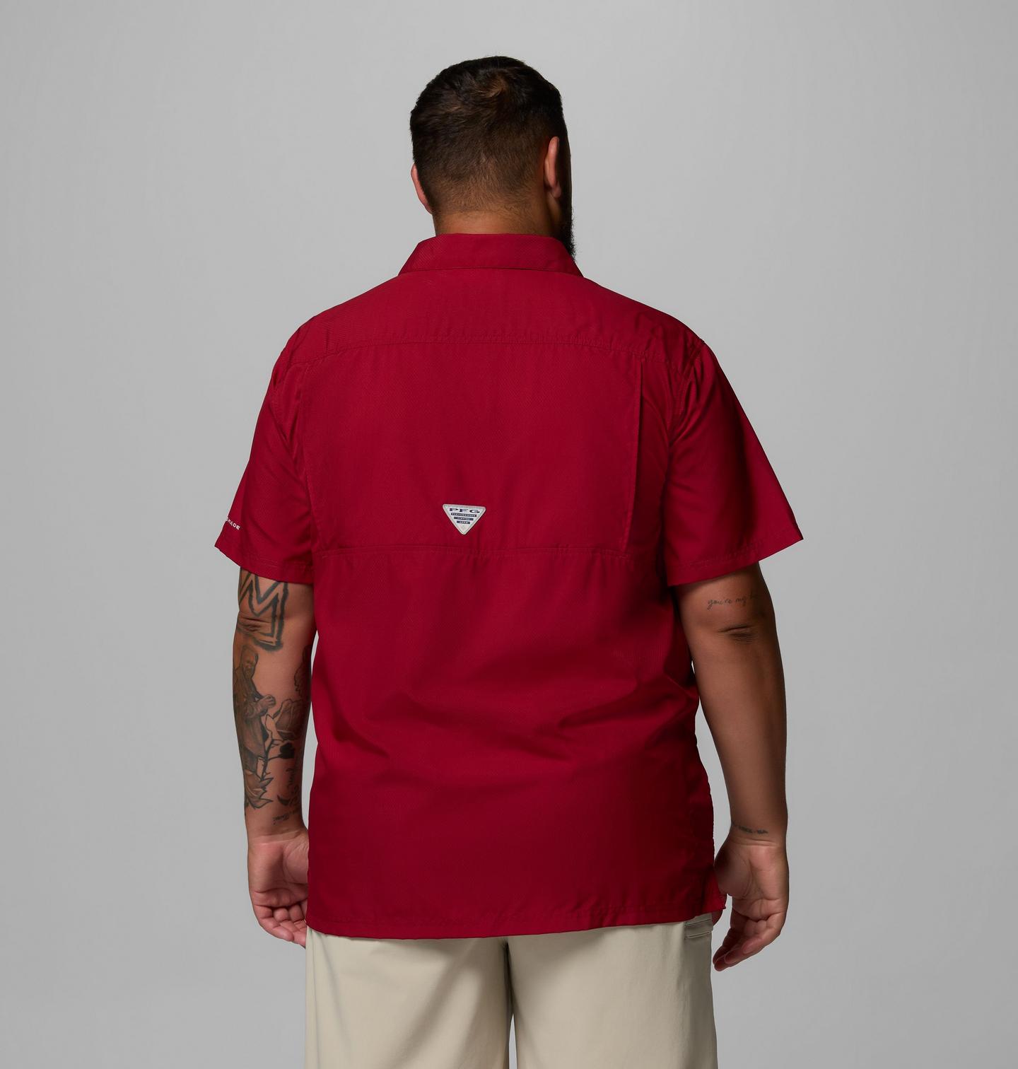 Мужская рубашка Columbia PFG Slack Tide Camp Shirt - Big, цвет: Свекольный — фото 3
