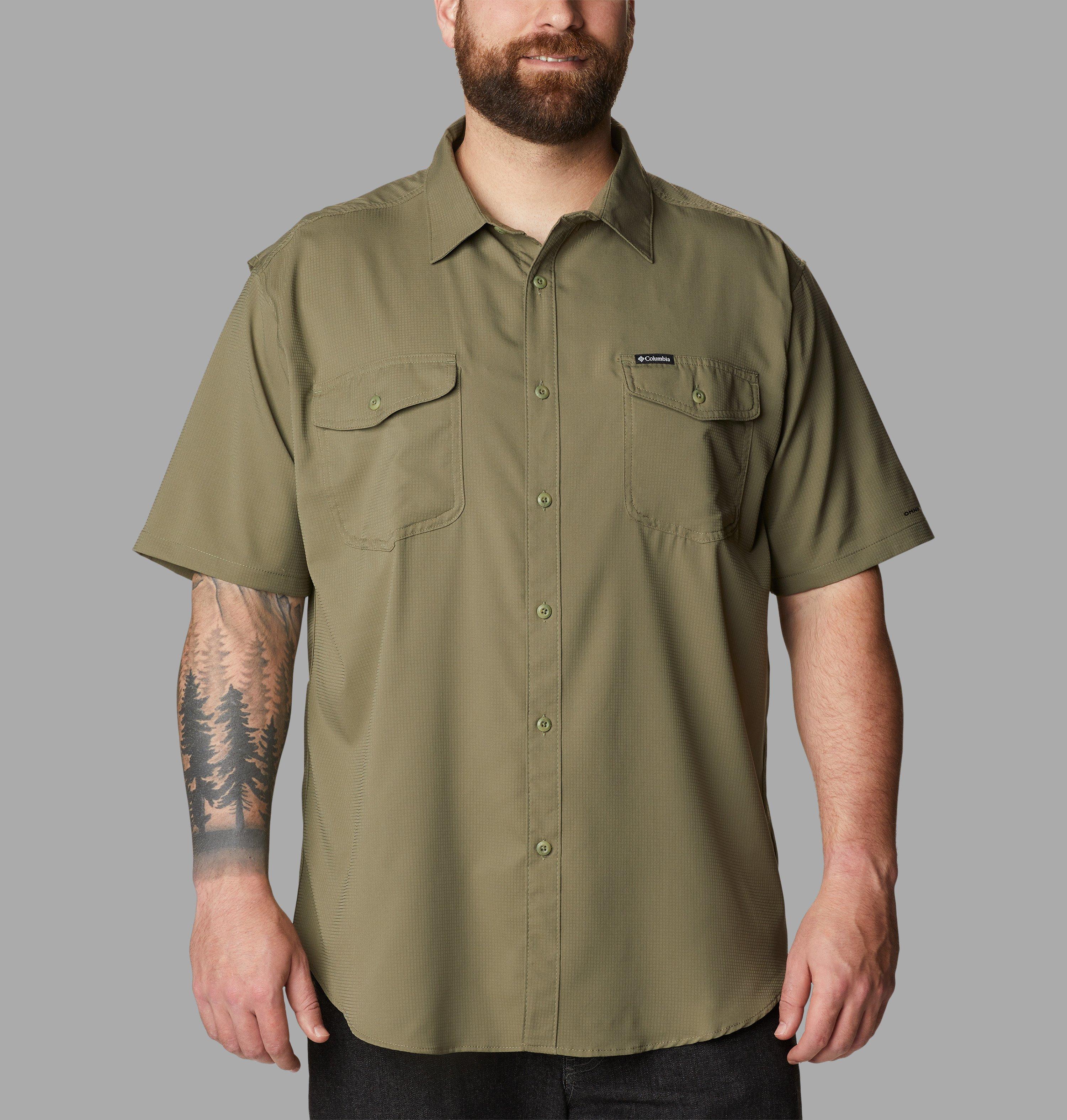 Columbia Sportswear Men's Green Columbia - Utilizer™ Ii Solid Short Sleeve Shirt - Extended - Stone 3X