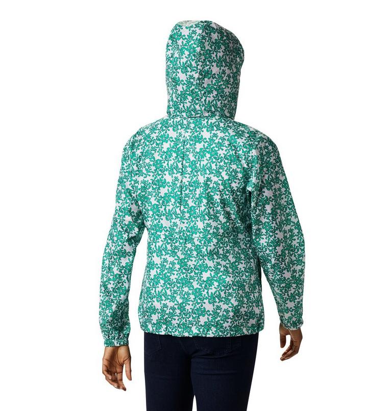 Women's Flash Forward Printed Windbreaker, Color: Dark Lime Polkadot Floral, image 2