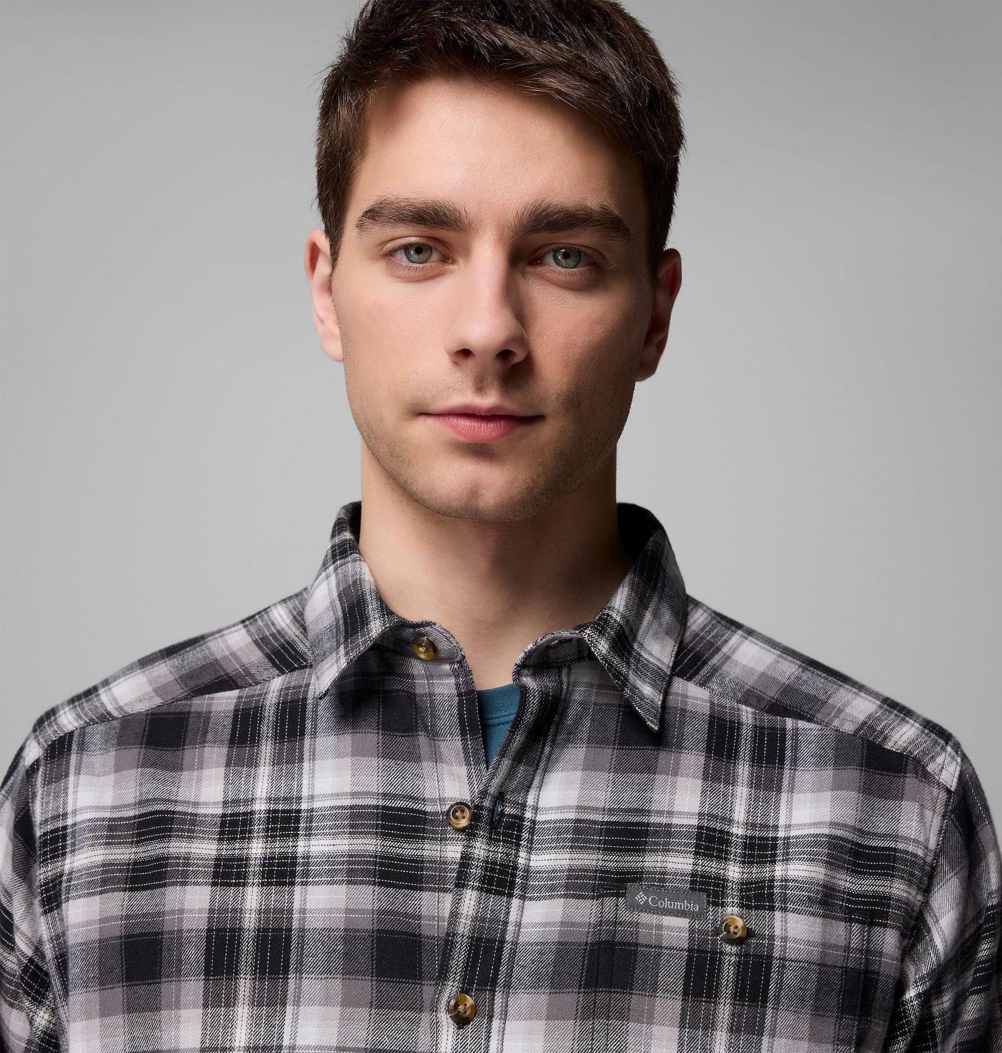 Мужская рубашка Columbia Cornell Woods Flannel Long Sleeve, цвет: Чёрный — фото 3