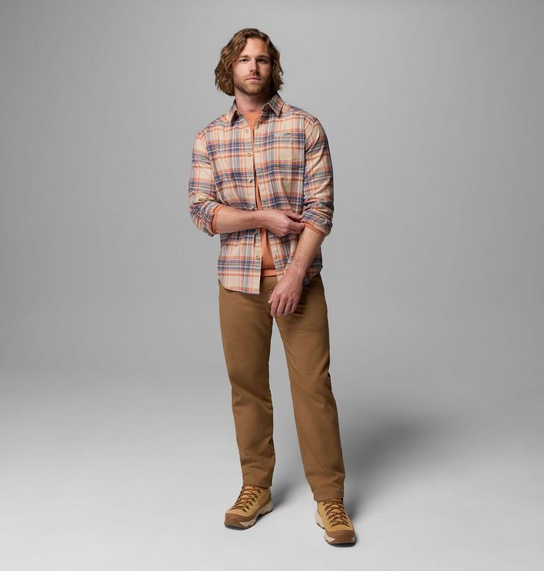 Men's Cornell Woods Flannel Shirt, Color: Teak Brown Textured Plaid, image 2