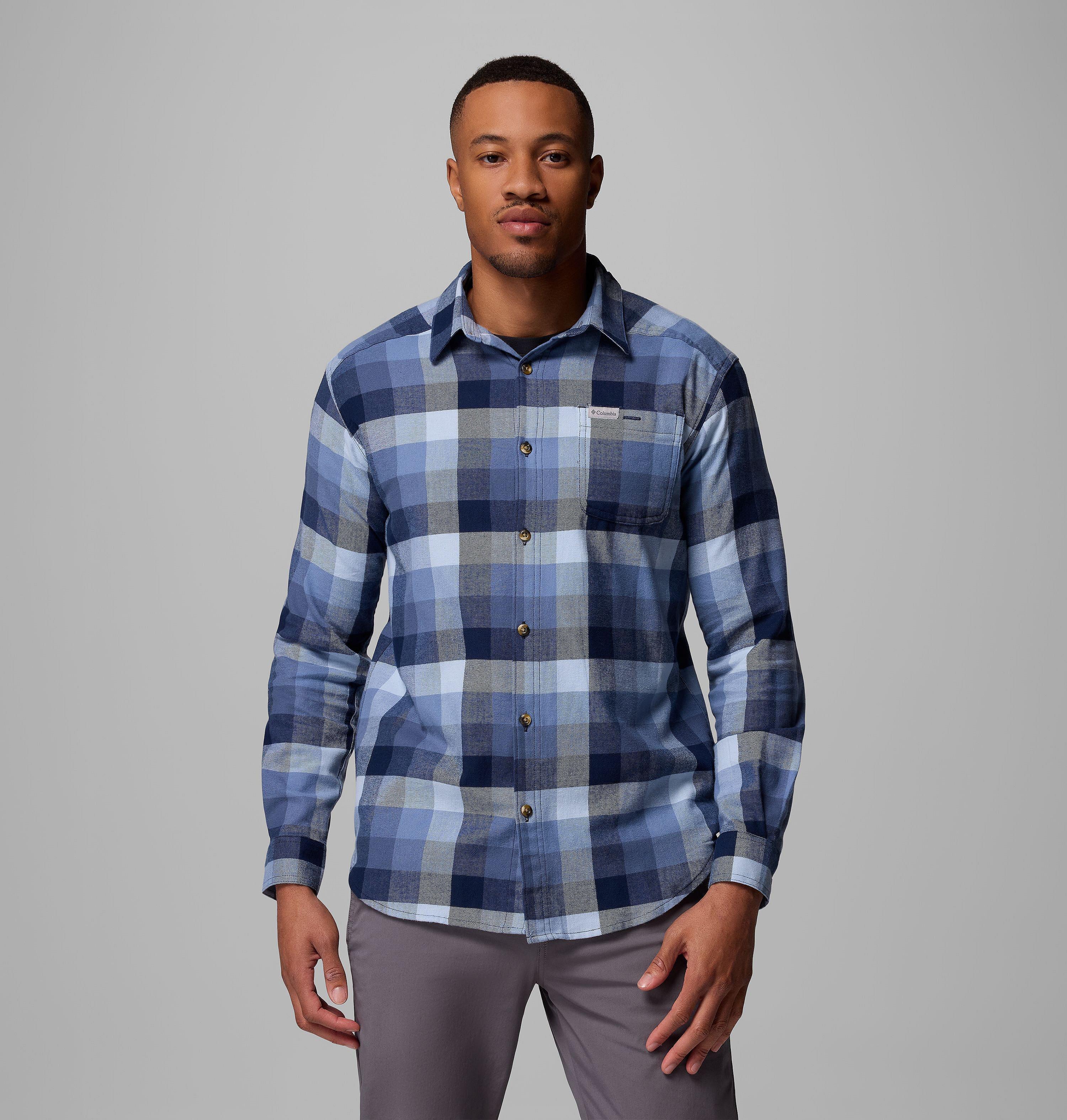 Men's Cornell Woods Plaid Gingham Long Sleeve Button Up Flannel