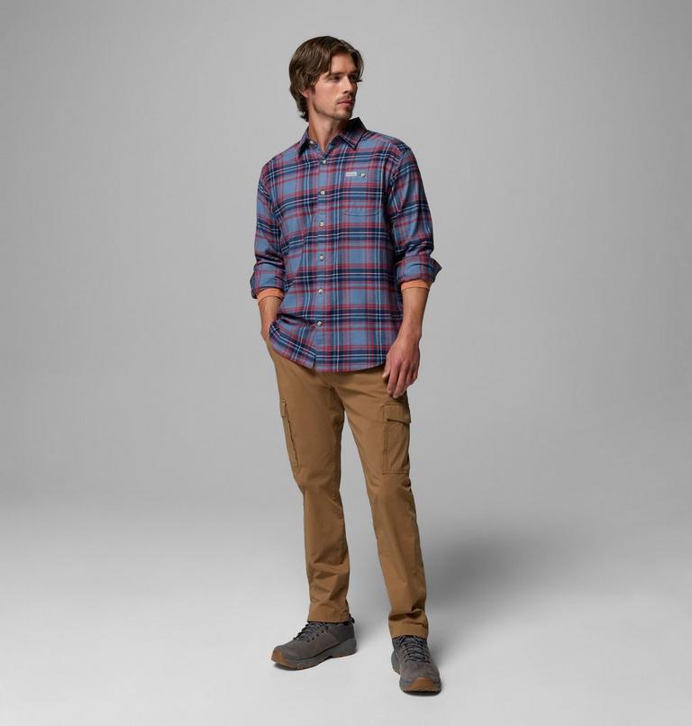 Men's Cornell Woods Flannel Shirt, Color: Dark Mountain Textured Plaid, image 2