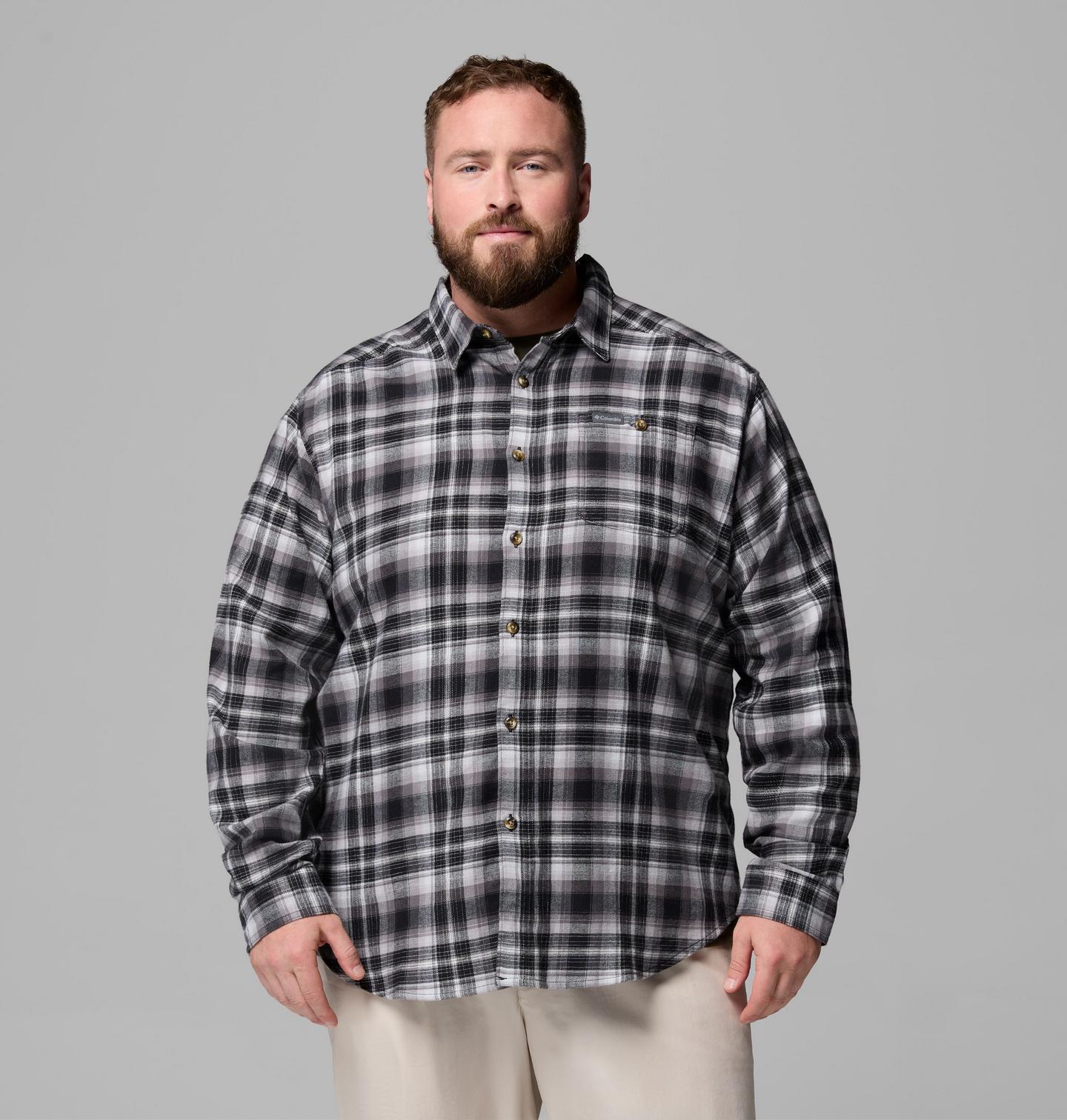 Мужская рубашка Columbia Cornell Woods Flannel Long Sleeve Shirt - Big, цвет: Чёрный — фото 1