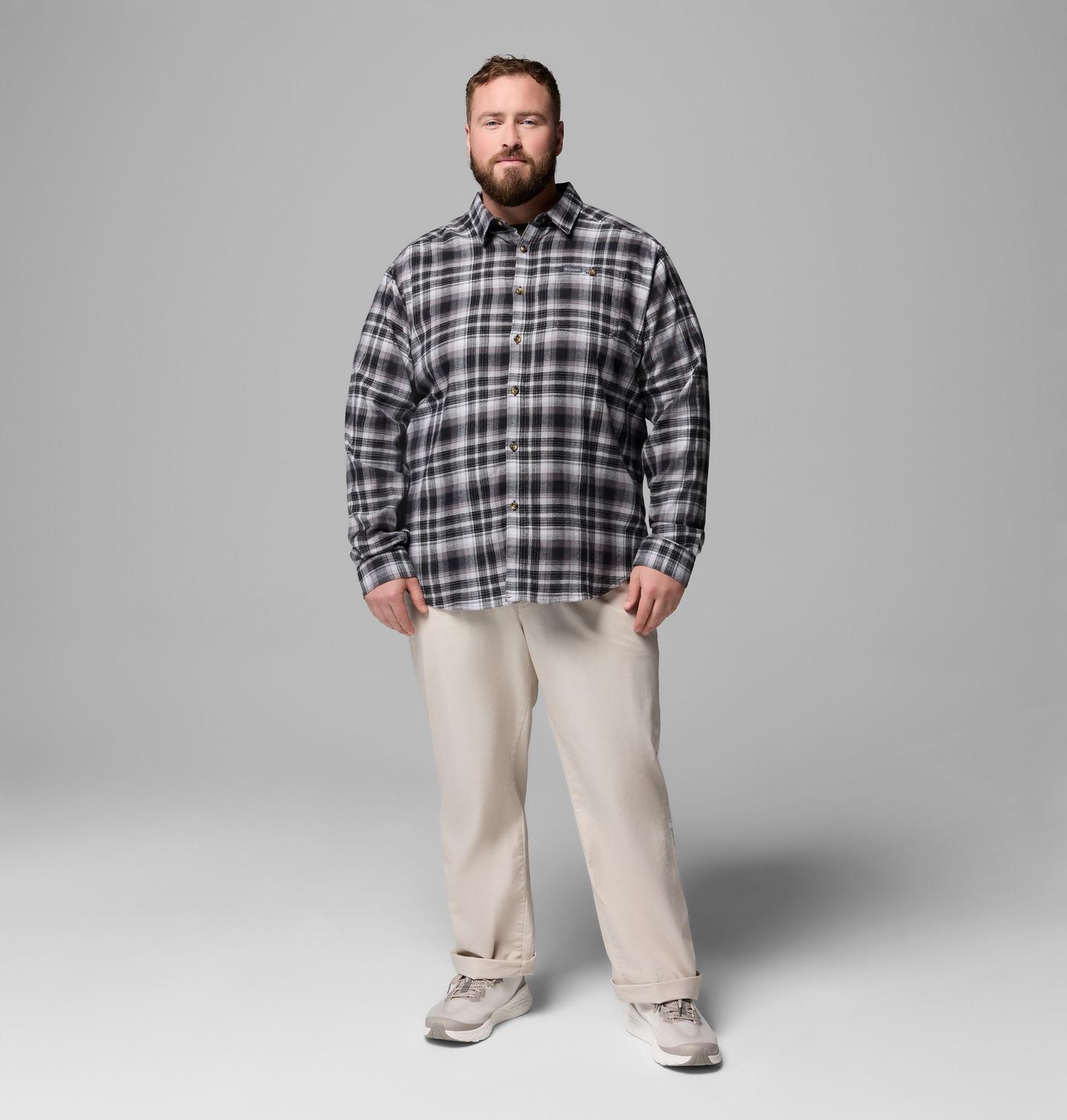 Мужская рубашка Columbia Cornell Woods Flannel Long Sleeve Shirt - Big, цвет: Чёрный — фото 2