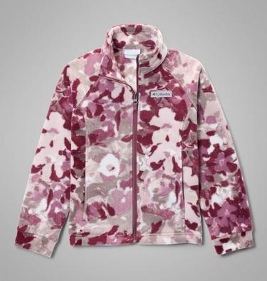 Girls' Benton Springs Printed Fleece Jacket, Color: Antique Mauve Primroses, image 1
