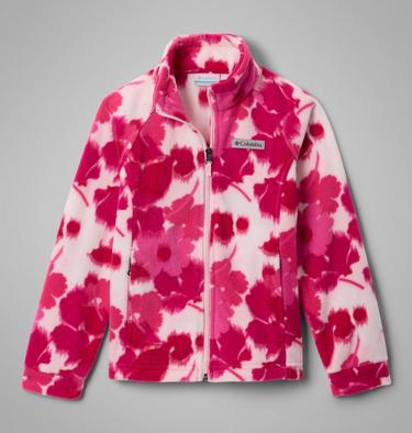 Girls' Benton Springs Printed Fleece Jacket, Color: Pink Ice Ikatbloom, image 1