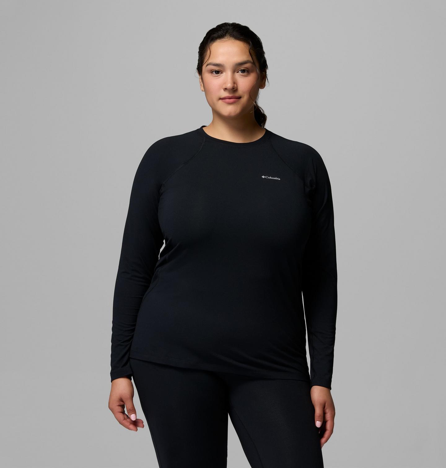 Женский термо-лонгслив Columbia Omni-Heat Midweight Baselayer, большие размеры, цвет: Чёрный — фото 1