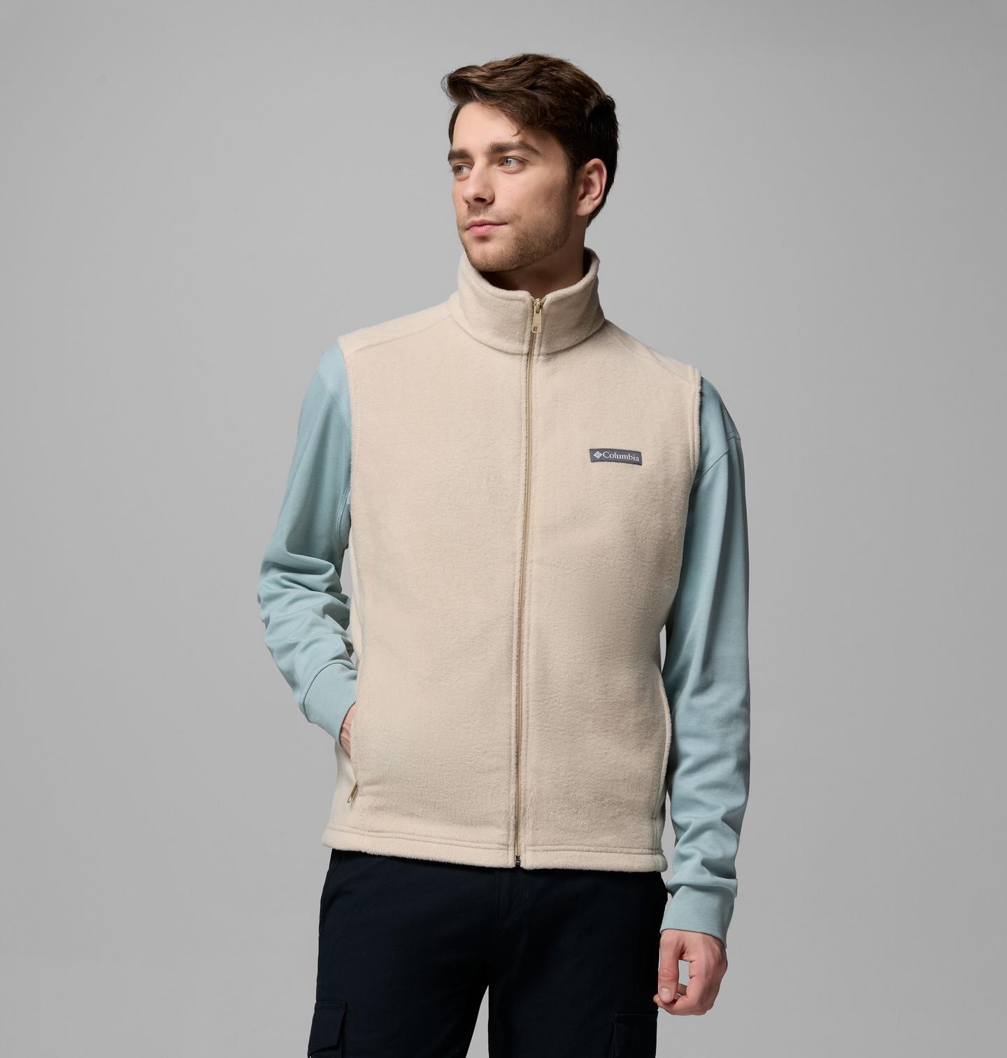 Мужской жилет Columbia Steens Mountain Fleece Vest, цвет: Серо-бежевый — фото 1