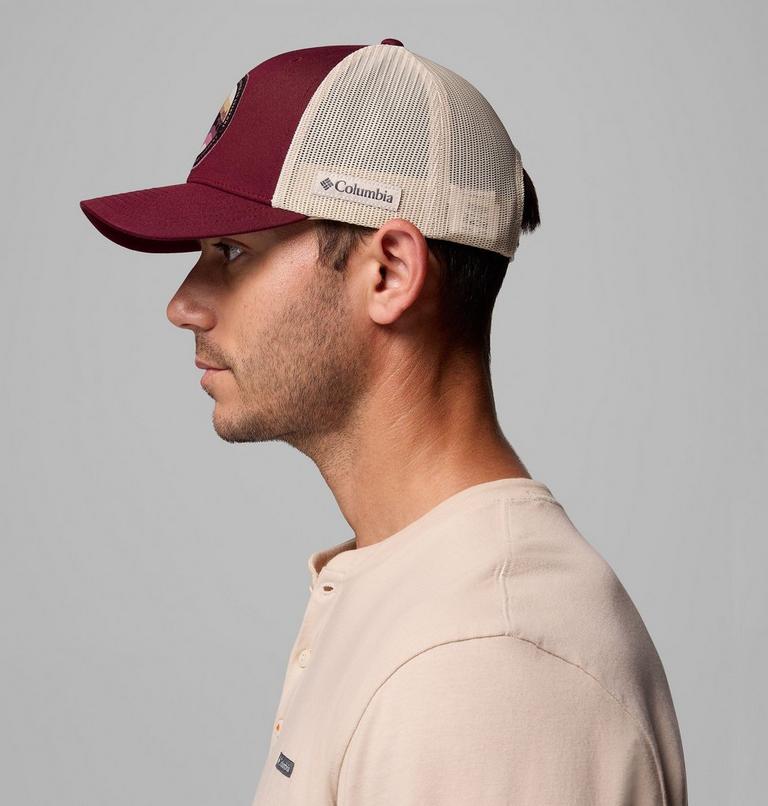 Unisex Columbia Mesh Snap Back Hat, Color: Rich Wine, Circular Landscape, image 5