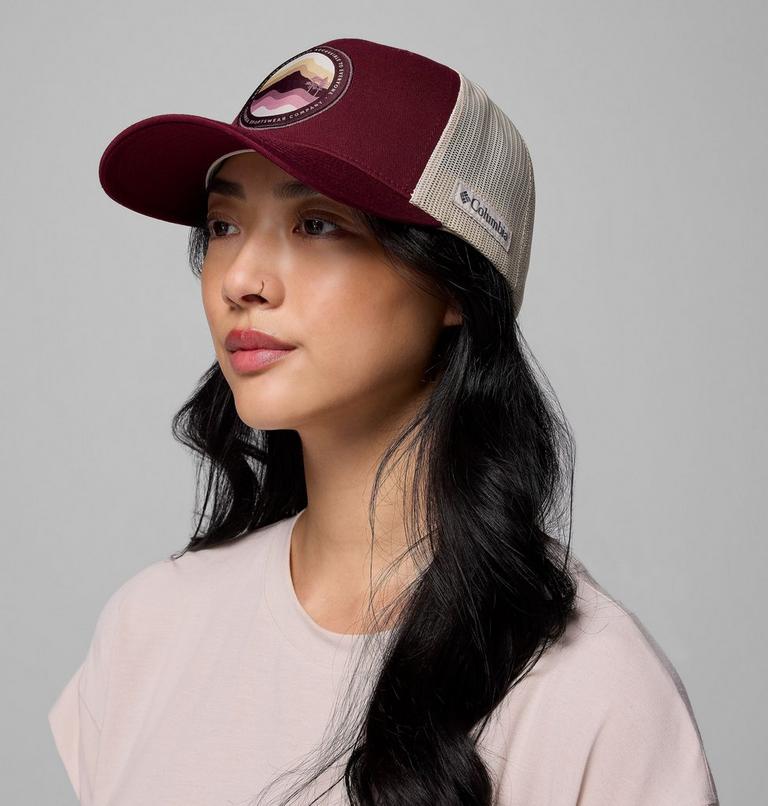 Unisex Columbia Mesh Snap Back Hat, Color: Rich Wine, Circular Landscape, image 6