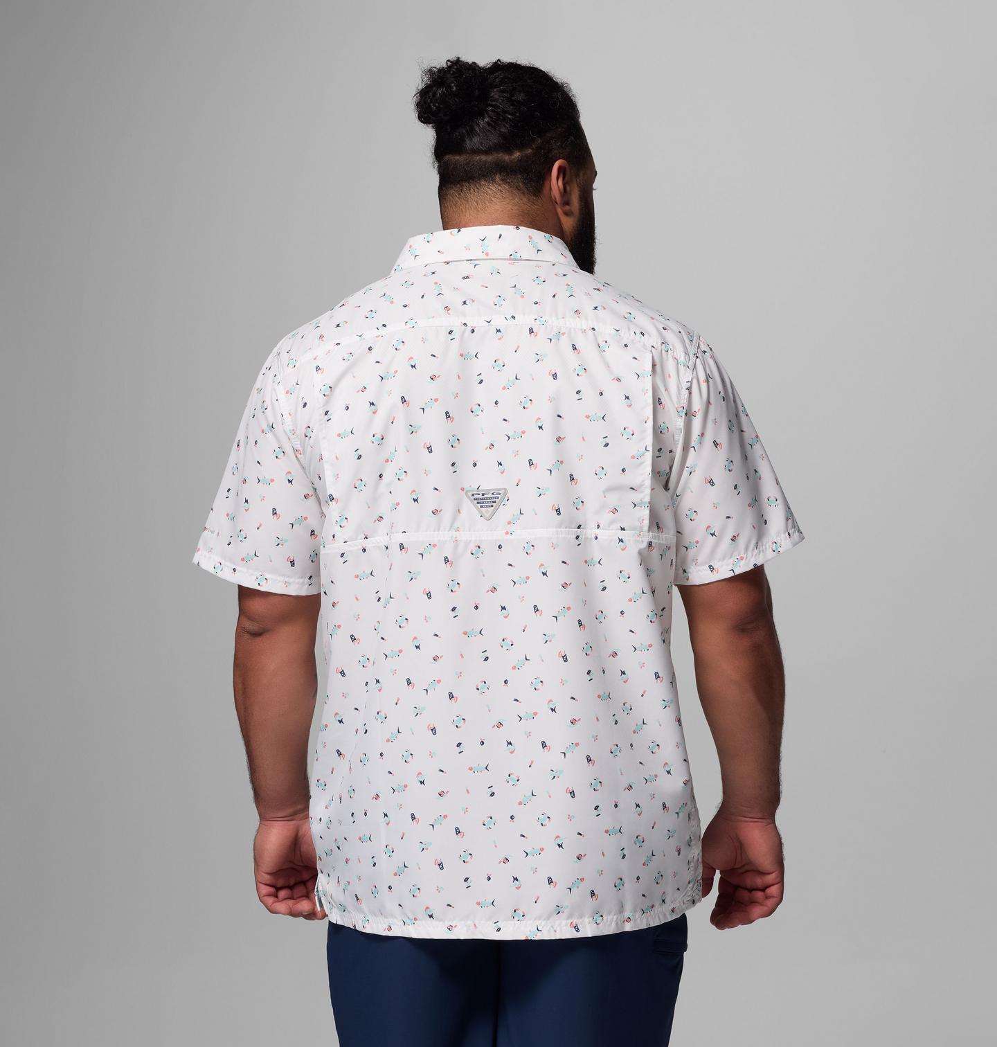Мужская рубашка Columbia PFG Super Slack Tide Camp Shirt – Big, цвет: Белый, вариант 1 — фото 3