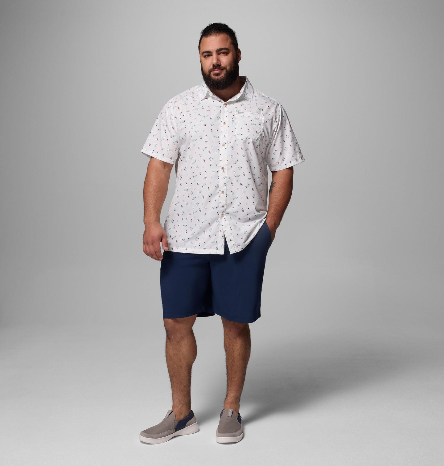 Мужская рубашка Columbia PFG Super Slack Tide Camp Shirt – Big, цвет: Белый, вариант 1 — фото 2