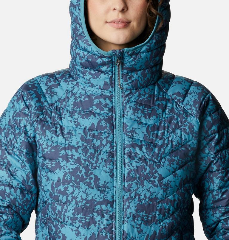 Women’s Powder Lite Insulated Hooded Jacket - 2023 COLLECTION, Color: Canyon Blue Florescence Print, image 4