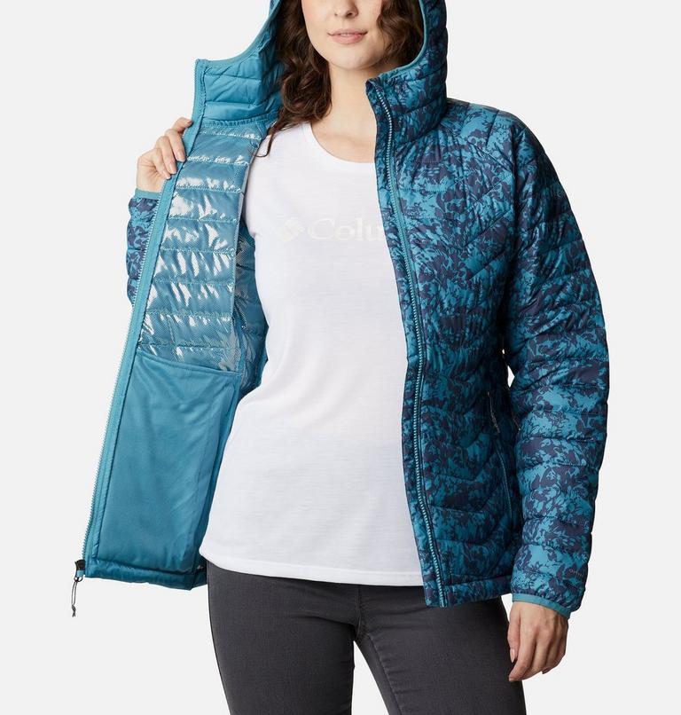 Women’s Powder Lite Insulated Hooded Jacket - 2023 COLLECTION, Color: Canyon Blue Florescence Print, image 5