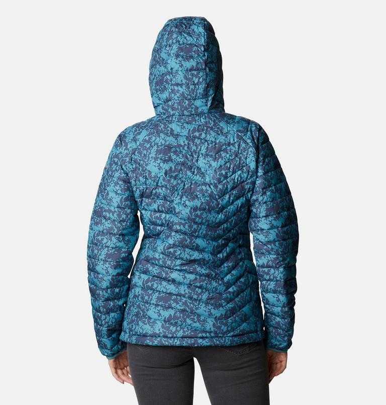 Women’s Powder Lite Insulated Hooded Jacket - 2023 COLLECTION, Color: Canyon Blue Florescence Print, image 2