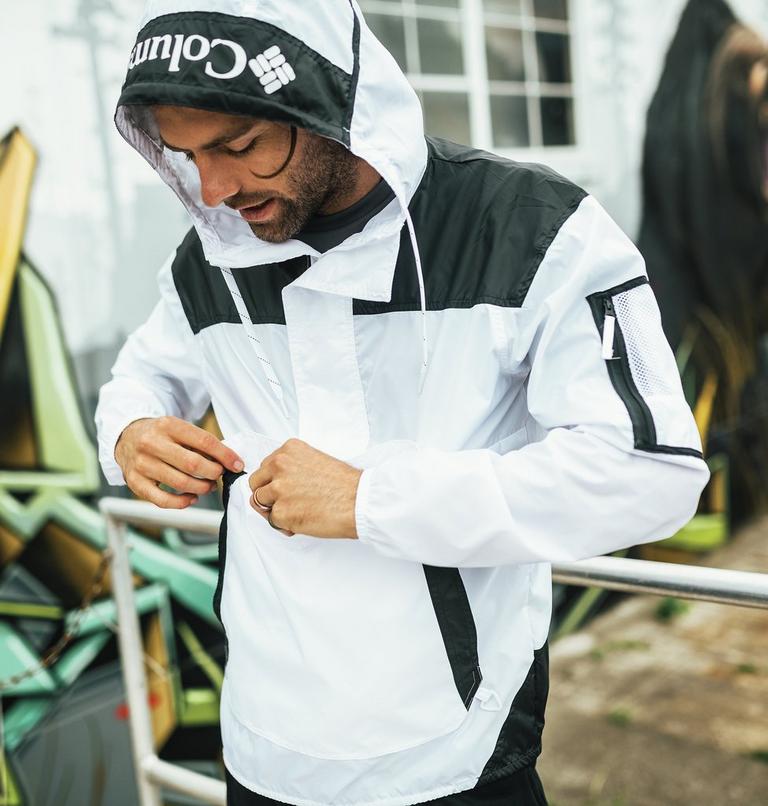 Men's Challenger Windbreaker, Color: White, Black, image 7