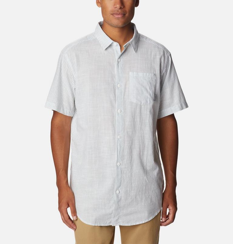 Men's Under Exposure YD Short Sleeve Shirt, Color: Niagara Oxford Stripe, image 1