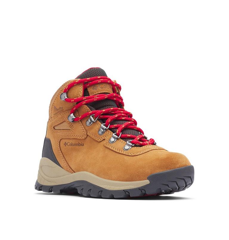 Women's Newton Ridge Plus Waterproof Amped Hiking Boot, Color: Elk, Mountain Red, image 3