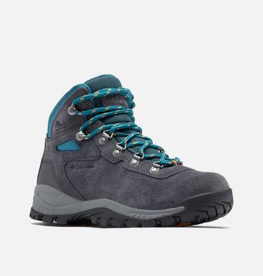 Women’s Newton Ridge Plus Waterproof Amped Hiking Boot - Wide, Color: Shark, River Blue, image 4