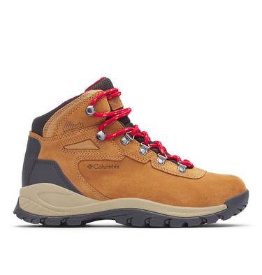 Women’s Newton Ridge Plus Waterproof Amped Hiking Boot - Wide, Color: Elk, Mountain Red, image 1