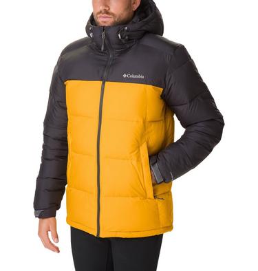 Men's Pike Lake Hooded Down Jacket, Color: Golden Yellow, Shark, image 3